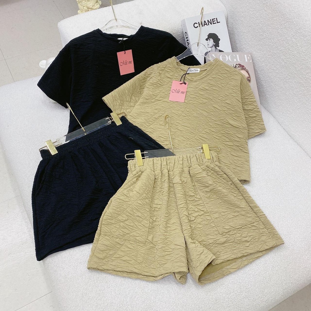 Set áo croptop xốp quần đùi
