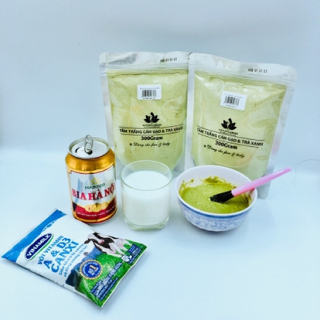 [COMBO 2] (Gói 300gr) Bột cám gạo trà xanh,ủ trắng trà xanh,rửa mặt và tắm trắng body chính hãng