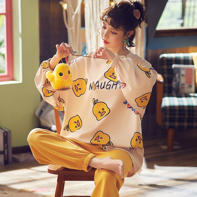 Bộ Đồ Ngủ Nữ Mặc Nhà Vải Co Giãn 4 Chiều  Quần Áo Dài Tay Pijama Ở Nhà Mùa Xuân Thu Đông Hè Dễ Thương Ảnh Thật BĐN39