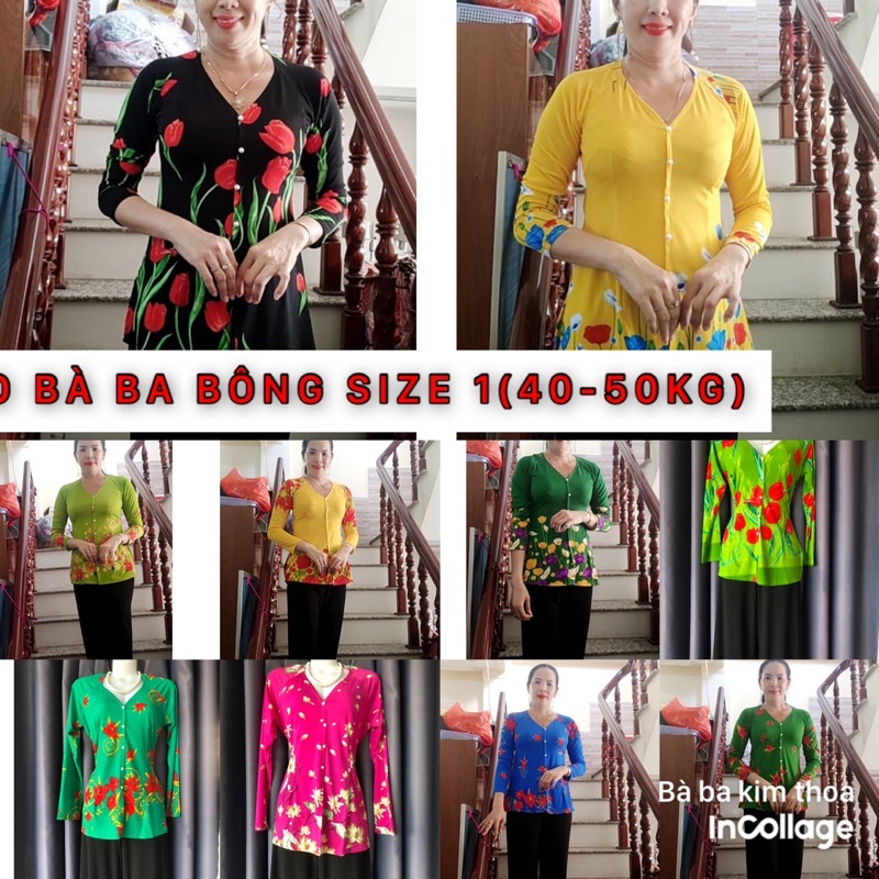 áo lẻ bà ba bông s1(40-49kg)(áo không kèm quần)