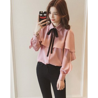 Áo Sơ Mi Form Rộng Thắt Nơ