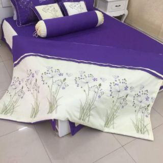 Set Satin lụa thêu hoa 7 món