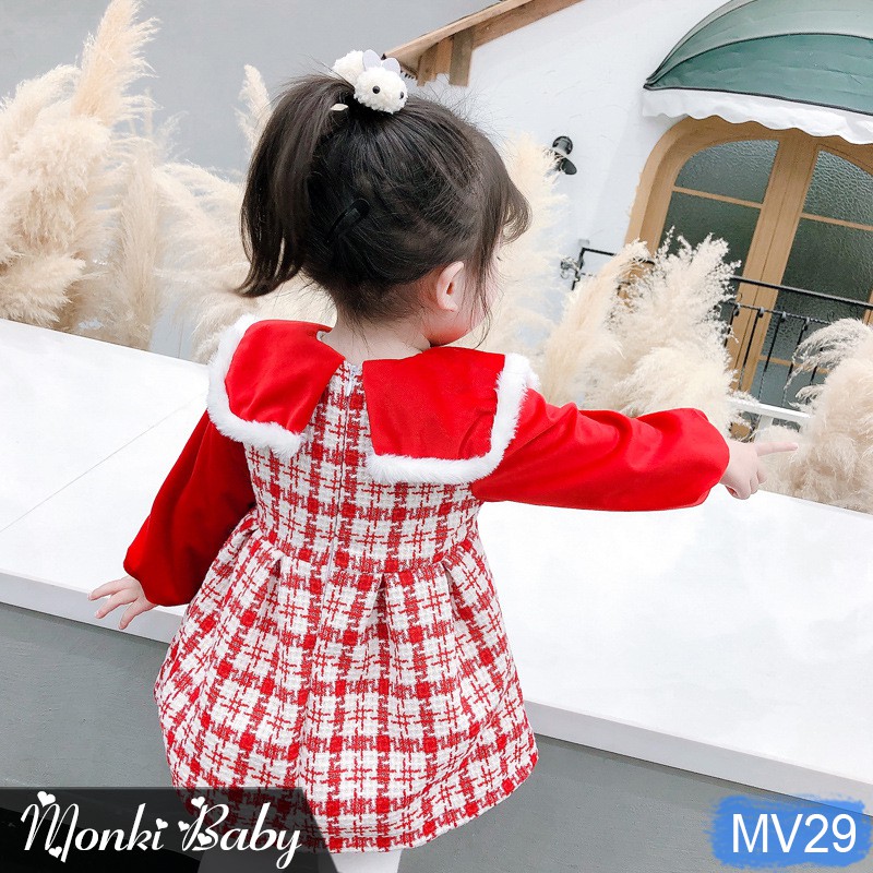 Váy dạ bé gái lót lông cùng gấu bông nhỏ xinh xắn, chất dạ xù dày dặn, mềm đẹp, dáng công chúa | MV29