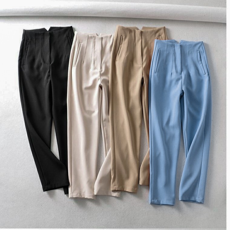 Quần tây âu công sở nữ đẹp BUTTERFLY cạp lưng cao, dáng Baggy khóa sườn khuy ẩn, túi may viền trước hiện đại- Q06