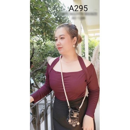 [Shop bigsize nữ 50kg-90kg] Áo kiểu bẹt vai tay dài - mặc đi chơi, đi tiệc