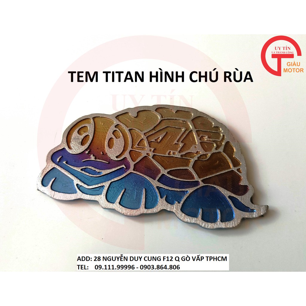 MIẾNG TEM TITAN HÌNH CHÚ RÙA DÁN TRANG TRÍ XE