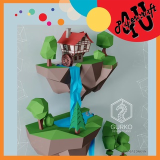 Mô hình giấy 3D treo tường: Thác nước