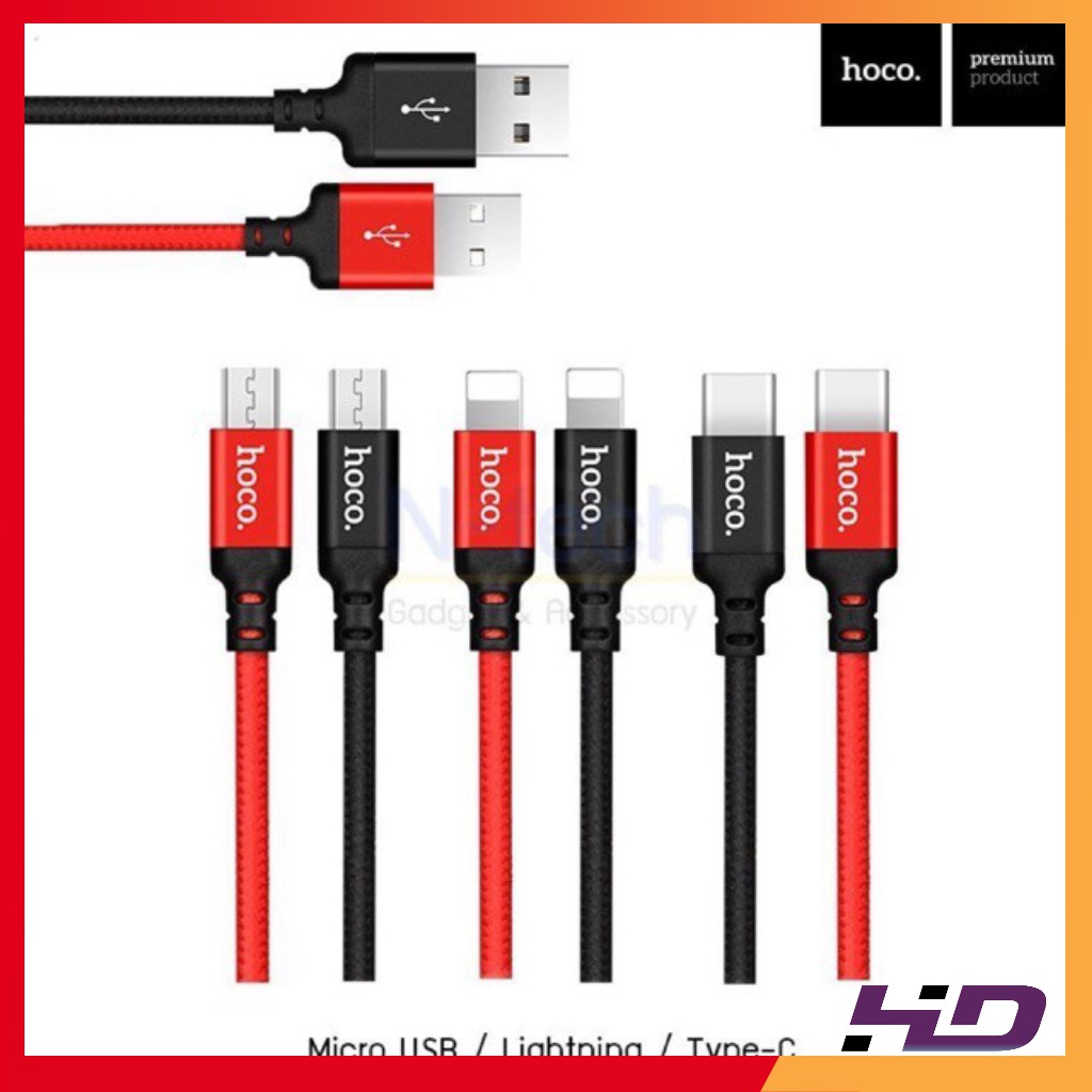 Cáp sạc Hoco X14 đủ loại, androi micro USB, iphone lightning, type C- Chính Hãng Hoco