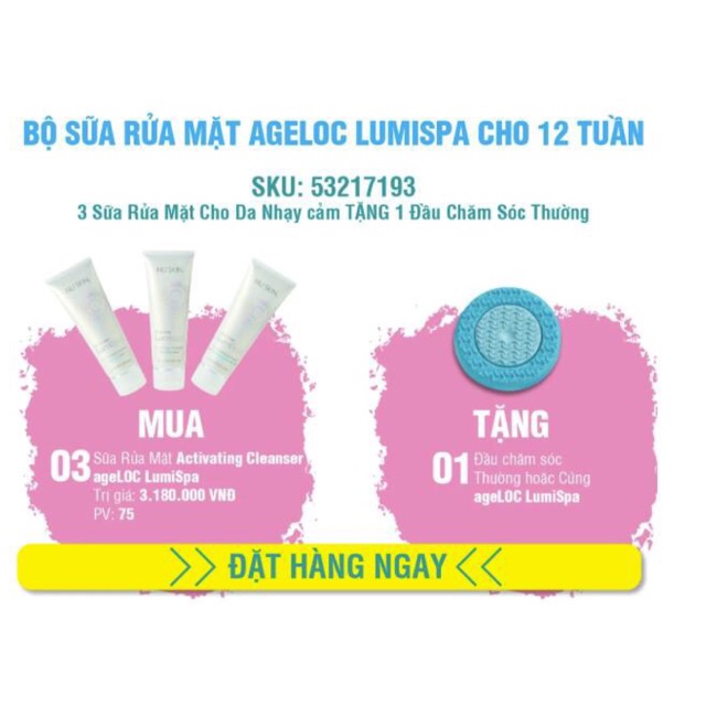 COMBO 3 SỮA RỬA MẶT LUMISPA DA NHẠY CẢM TẶNG ĐẦU CỌ MÁY LUMISPA