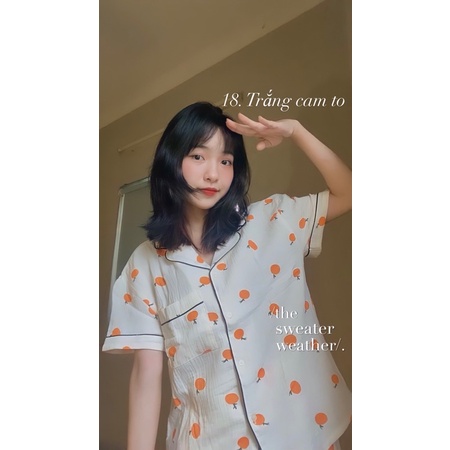 Bộ đồ ngủ pijama nữ ngắn tay chất xô đũi in hình dễ thương - The Sweater Weather | BigBuy360 - bigbuy360.vn