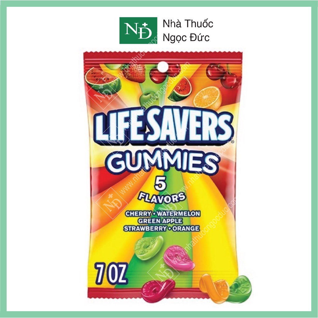 Kẹo Dẻo Trái Cây Life Savers Gummies, 5 vị, Gói 119g (4.2 Oz.)