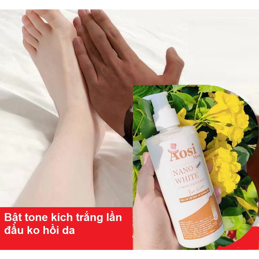 (BẬT TONE 70% SAU 10 phút) Ủ trắng nano white bật tone trắng da AOSI dành cho nam giới 300ML