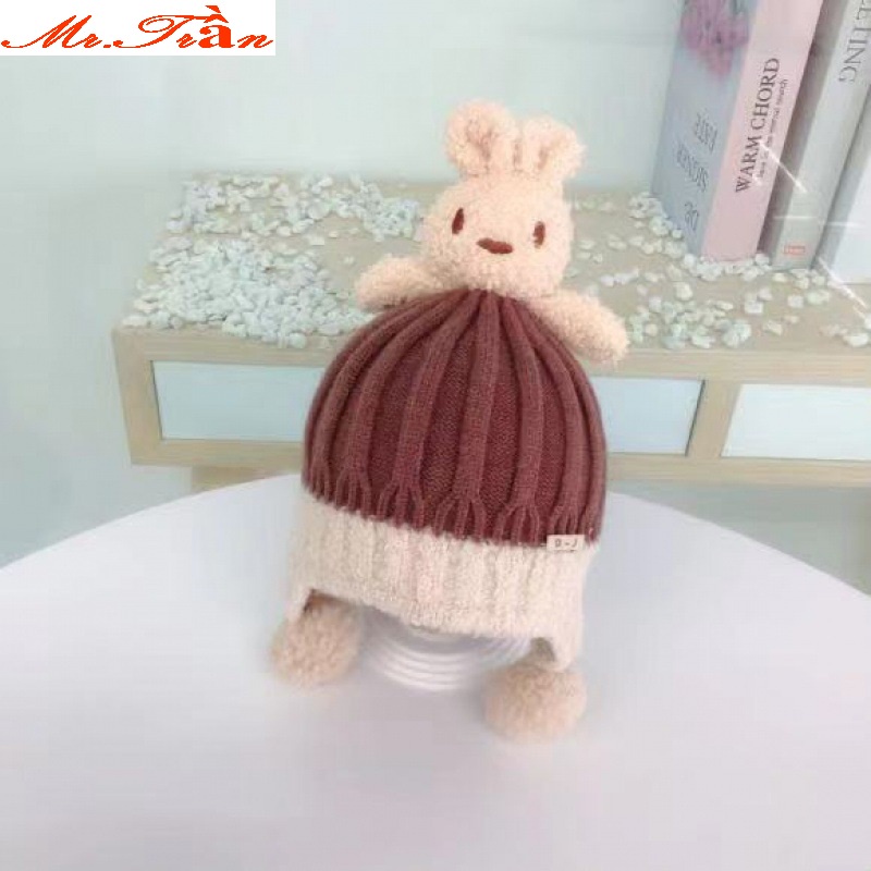 Mũ len nón len dệt kim bảo vệ tai cho bé trai bé gái từ 6 tháng đến 3 tuổi Mã Mũ hình thỏ