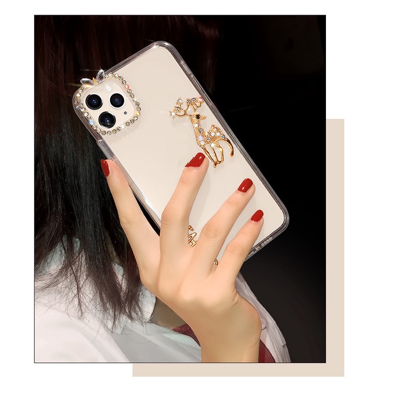 Ốp Lưng Kim Tuyến Hình Con Hươu Cho iphone 14 13 pro max iphone 12 11 pro max x xr xs 8 plus