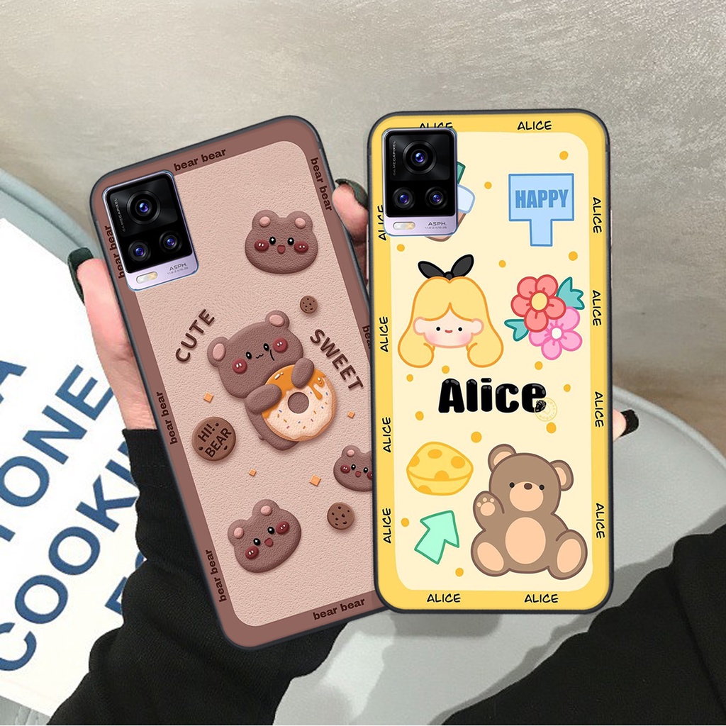 Ốp lưng Vivo V20 in hình Gấu nâu - hồng, Gấu Be@rick  cực CUTE, DỄ THƯƠNG
