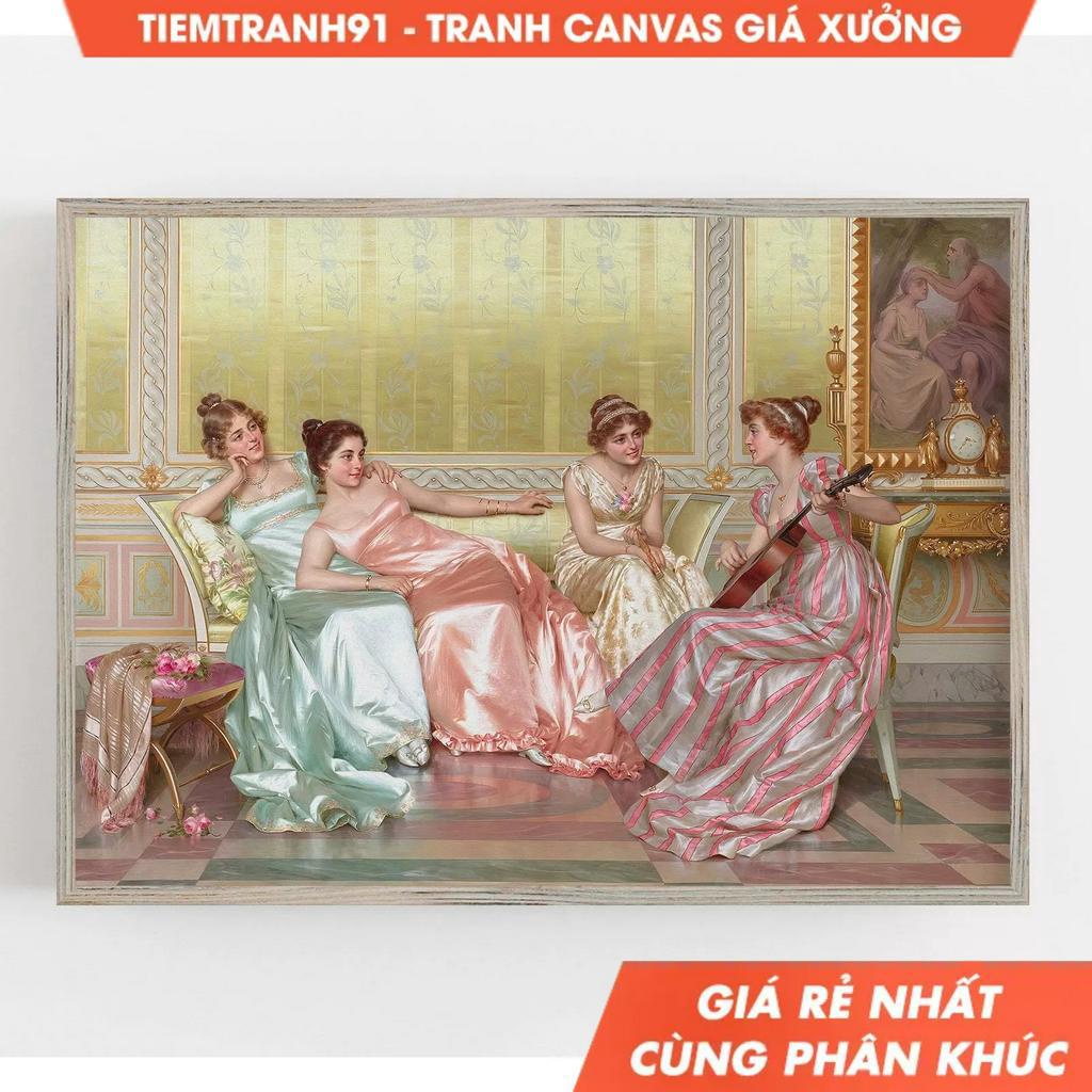 Tranh treo tường, Vintage Women Print, Victorian Women, Antique Painting, Vintage Wall Art, Regency, tặng kèm đinh treo.