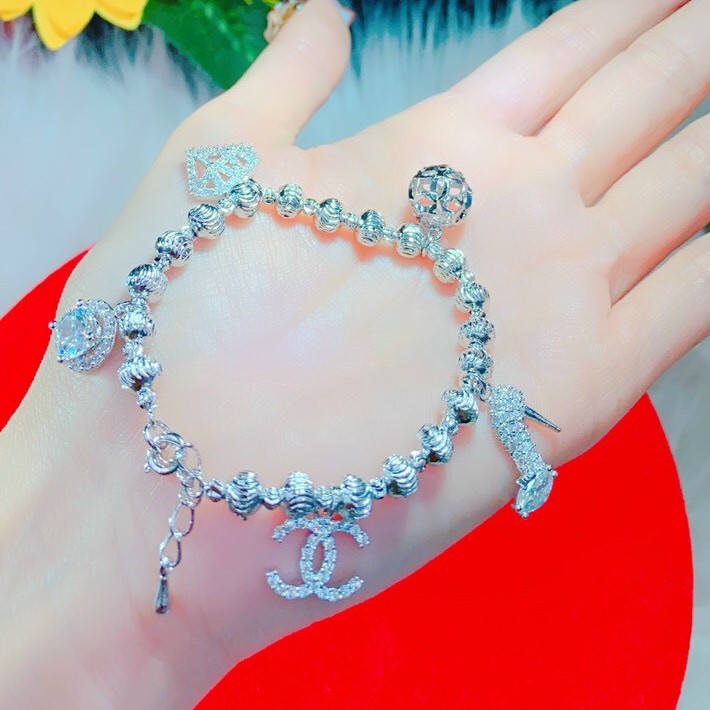 Lắc Tay Bi Charm Dễ Thương Bạch Kim - Vòng Tay Nữ Đẹp - Bền Màu, Không Đen Không Ngứa, Đủ Size, Hàng Y Hình