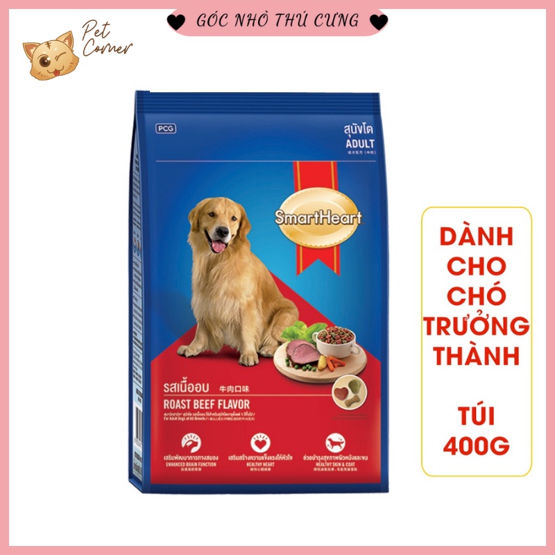 Thức ăn cho chó lớn Hạt Smartheart vịt thịt bò nướng 400g