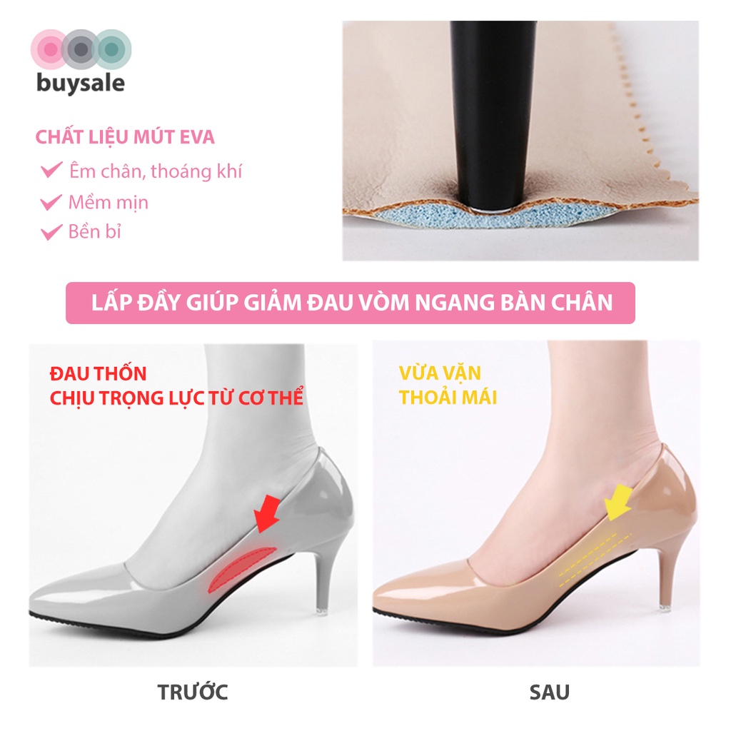 1 cặp lót giày sandal, giày cao gót chất liệu mút EVA ép mặt da, có kéo dán chống trượt - BuySales - BSPK273