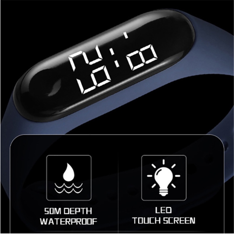 Đồng hồ điện tử dây tpu chống nước có đèn led