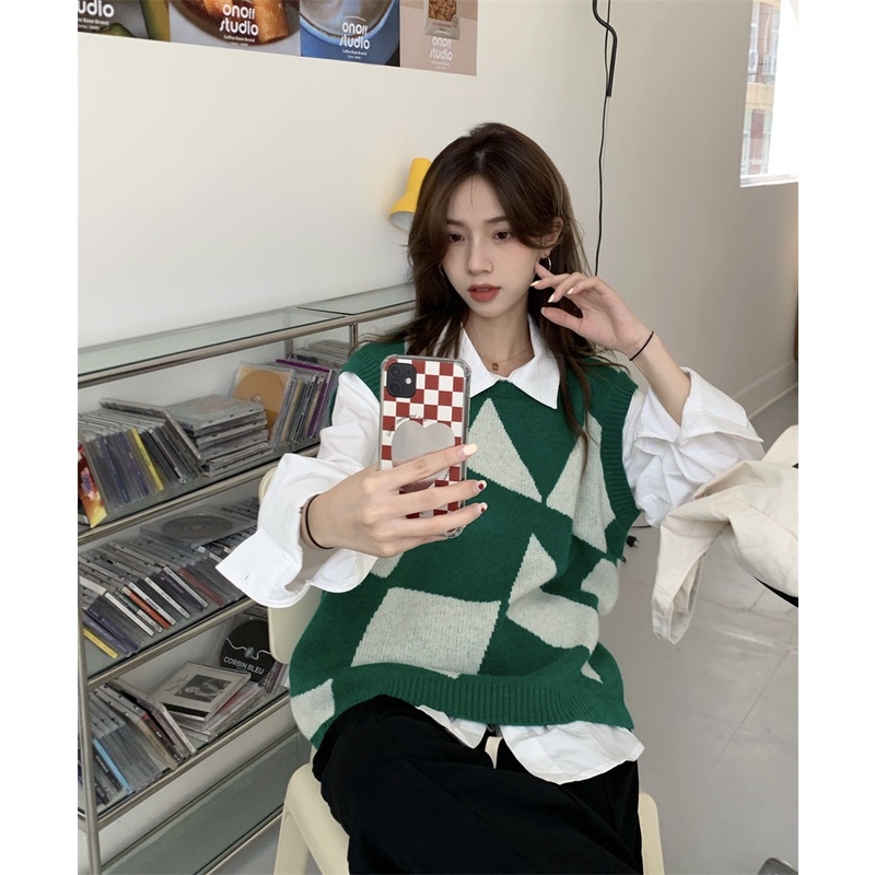 Áo cổ tròn màu sắc tương phản thiết kế không đồng đều cao cấp thời trang | BigBuy360 - bigbuy360.vn