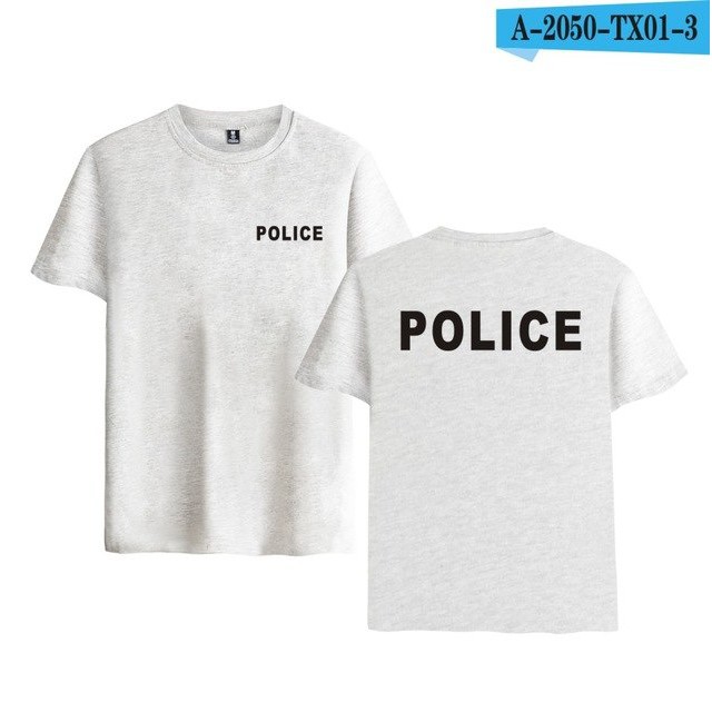 POLICE Áo thun cotton ngắn tay phong cách cảnh sát thời trang dành cho cả nam và nữ 618B