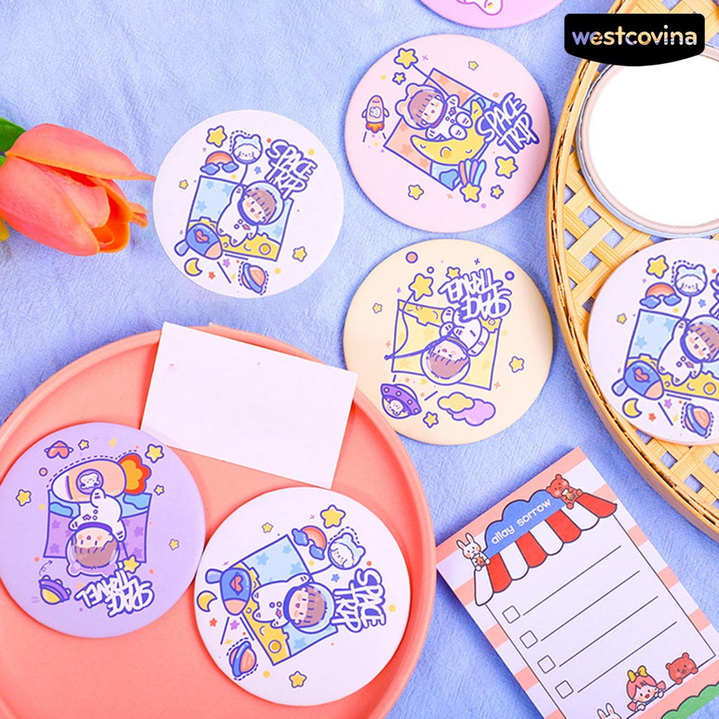 [Hot]✍Set 10 Gương Trang Điểm Hình Tròn Với Tay Cầm Cố Định Tiện Dụng Cho Nữ