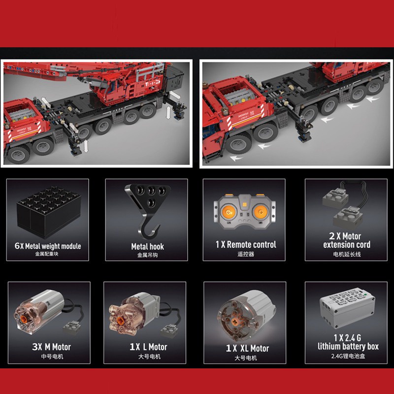Mould King 17013 Đồ chơi lắp ráp tương thích technic xe cần cẩu GMK CRANE - xe điều khiển từ xa