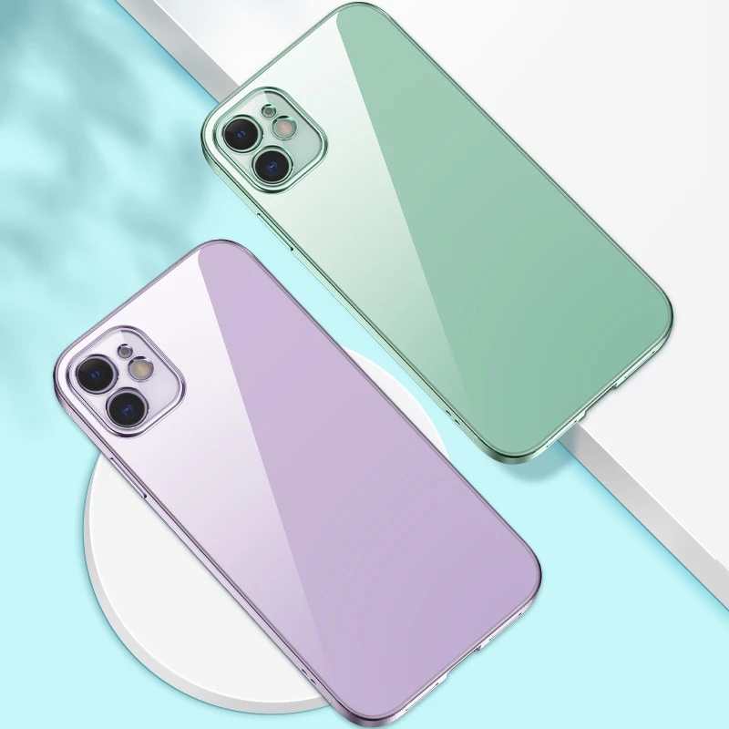 Ốp Điện Thoại tpu Mềm Trong Suốt Khung Vuông Mạ Sang Trọng Cho iPhone 13 12 11 Pro Max Mini x xr xs se 2020