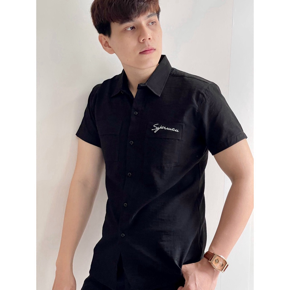 Áo sơ mi nam vải đũi ngắn tay xịn xò phong cách nam tính thời trang KME FASHION