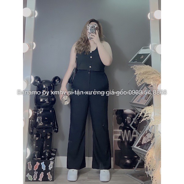 Quần ống loe bigsize Banamo lưng cao cạp khóa dáng dài phong cách Ulzzang quần ống loe bigsize 431