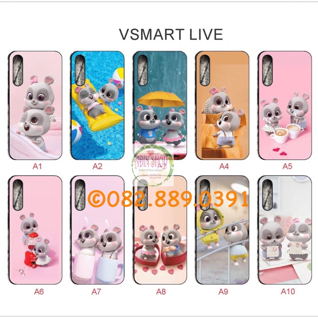 Ốp Lưng Vsmart Live / Bee 3 / Joy 3 đen in hình chuột kute