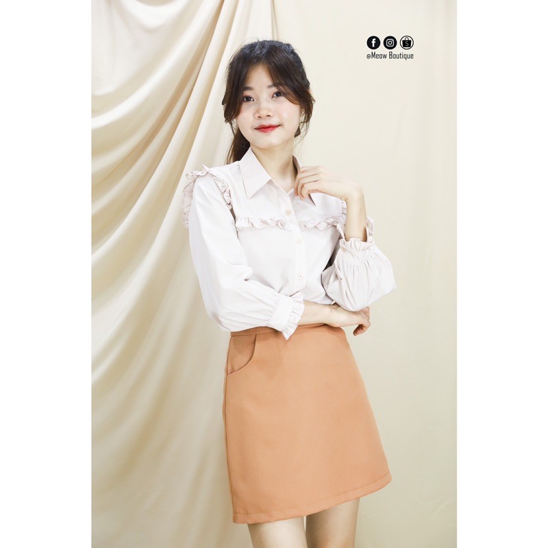 [Hàng mới về] Sơ mi nhún viền Meow Boutique