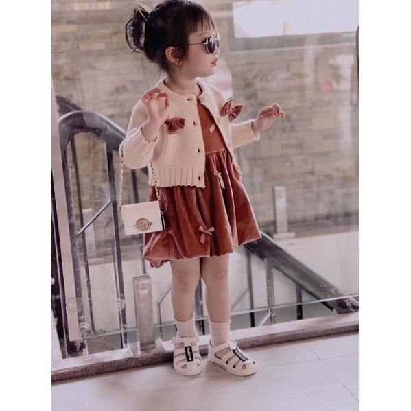 Set váy nhung cao cấp cho bé gái