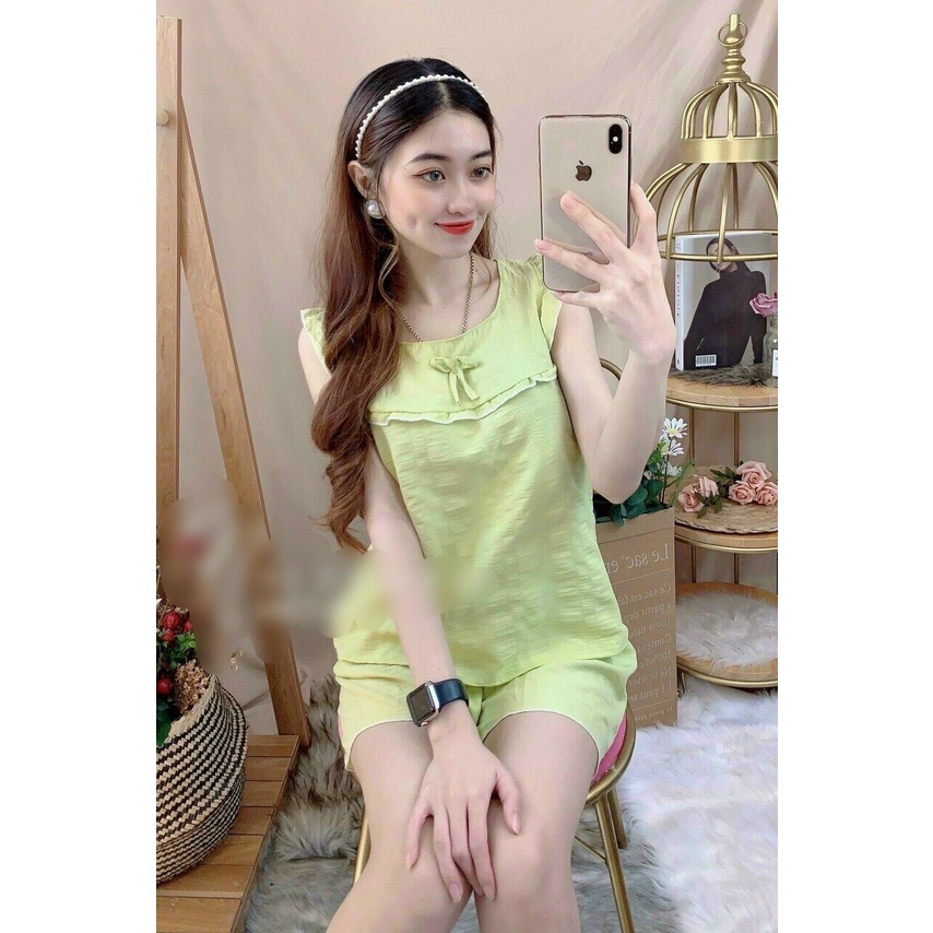 Đồ ngủ nữ áo cộc quần đùi đũi mát | BigBuy360 - bigbuy360.vn
