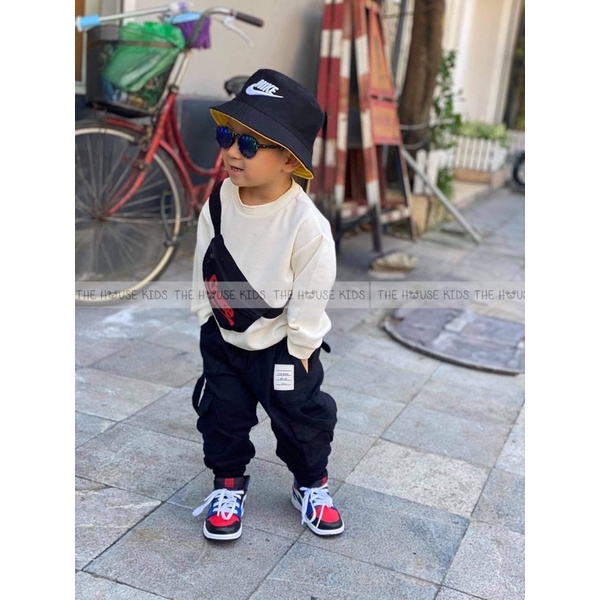 Mũ bucket - Nón tai bèo chữ thêu 2 mặt cho bé - THE HOUSE KIDS