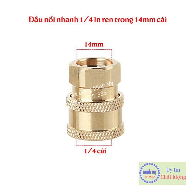 Đầu cái nối nhanh 1/4in ren trong 14mm- nối béc súng xịt của máy rửa xe áp lực cao - phụ kiện máy rửa xe - KBI14cai