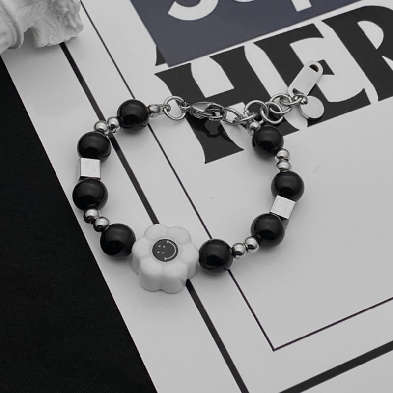 Vòng tay hình hoa đính ngọc trai giả phong cách hiphop thời trang đơn giản retro