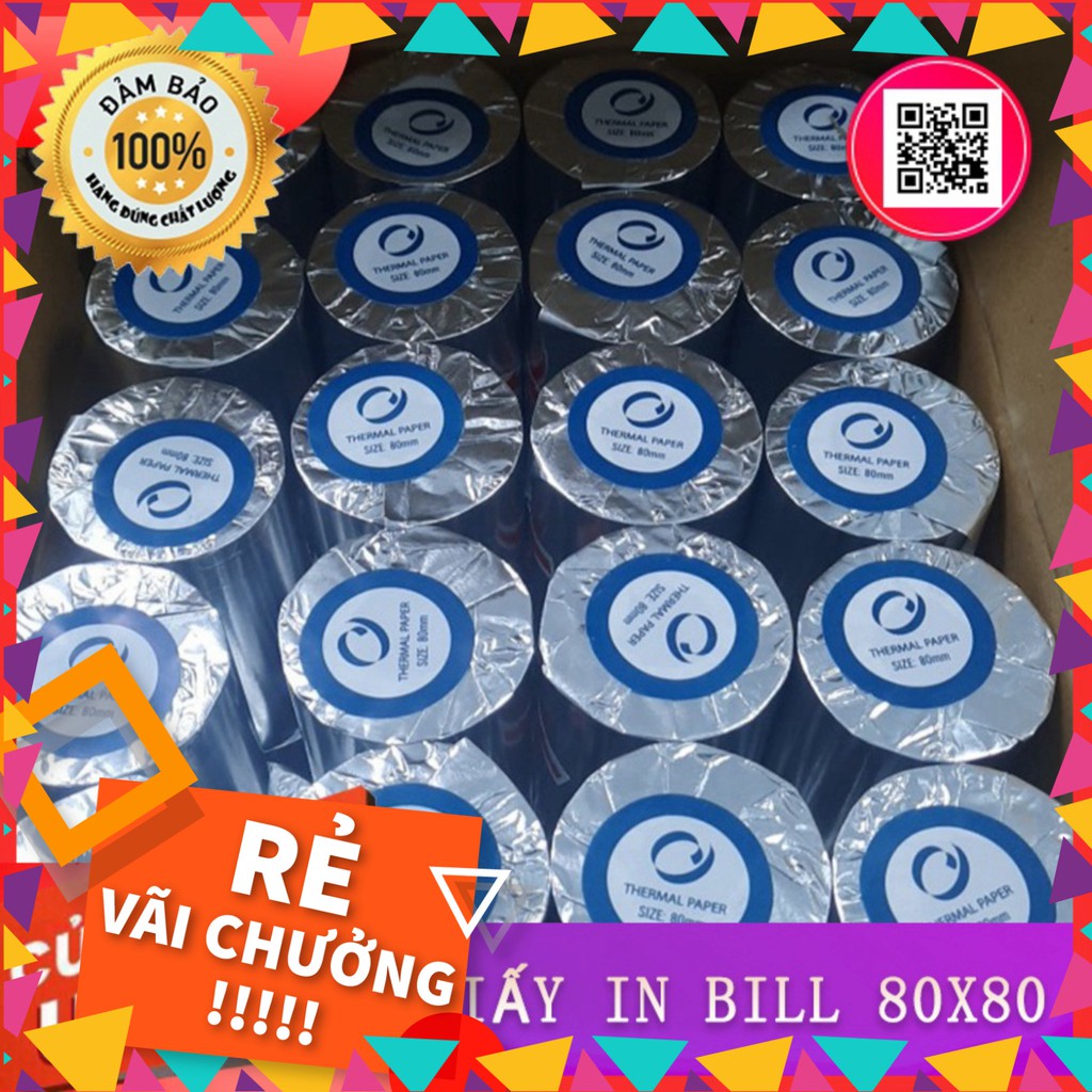 THÙNG GIẤY IN BILL/ CUỘN GIẤY IN NHIỆT K80 (80x80) 50 CUỘN