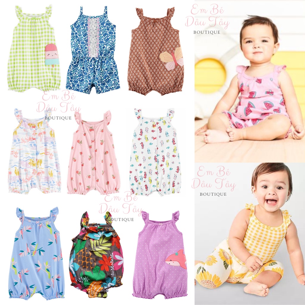 Body đùi bé gái, romper hai dây chất cotton họa tiết xinh xắn CA xuất xịn - NEW ARRIVAL SIÊU HOT