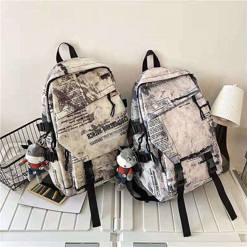 Balo nam nữ đi học ulzzang Loang 2 màu cho học sinh tặng Móc Dê style Hàn Quốc unisex Beli