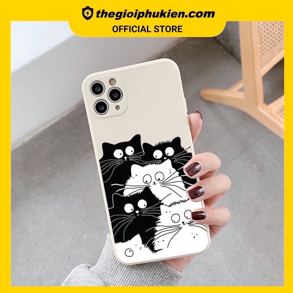 Ốp lưng iphone cạnh vuông mèo xù dành cho ip 6/6plus/6s/6splus/7/7plus/8/8plus/x/xr/xs/11/12/pro/max - e06
