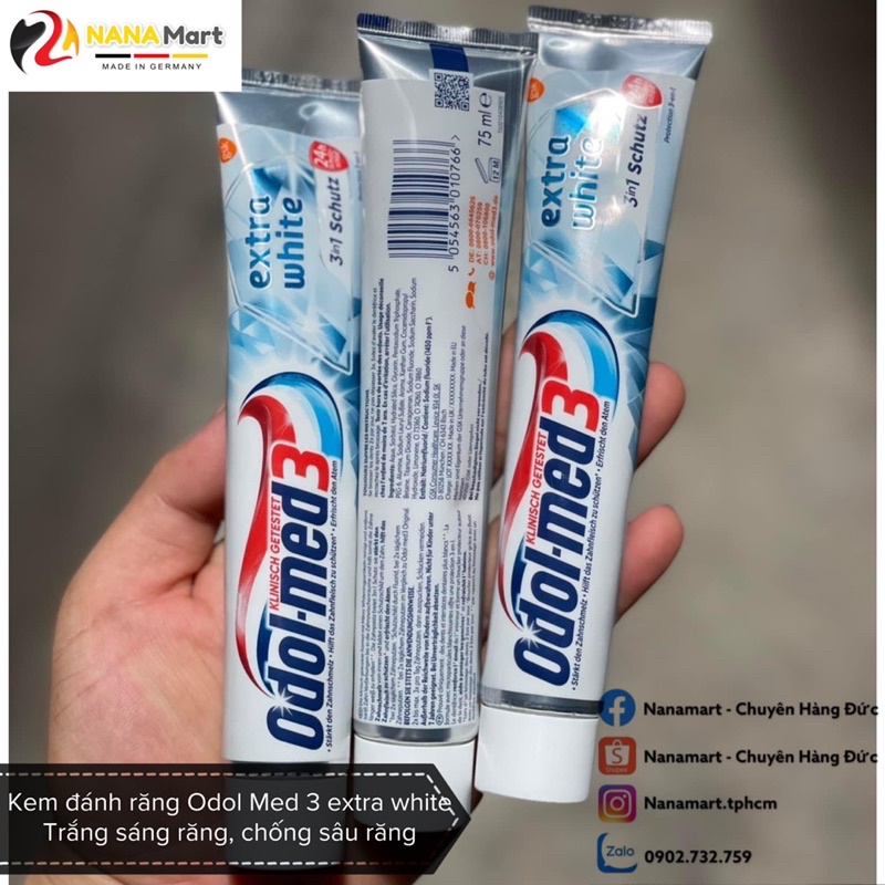 Kem đánh răng Odol-med3 Extra White 75ml