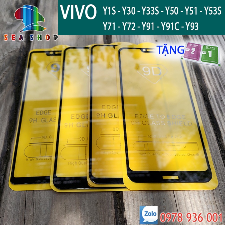 Kính Cường Lực ViVo -Các Đời Y1s, Y30,Y33s, Y50, Y51, Y53s, Y71, Y72, Y91, Y91c, Y93 -FULL Màn Hình 9D - Cảm Ứng Mượt Mà