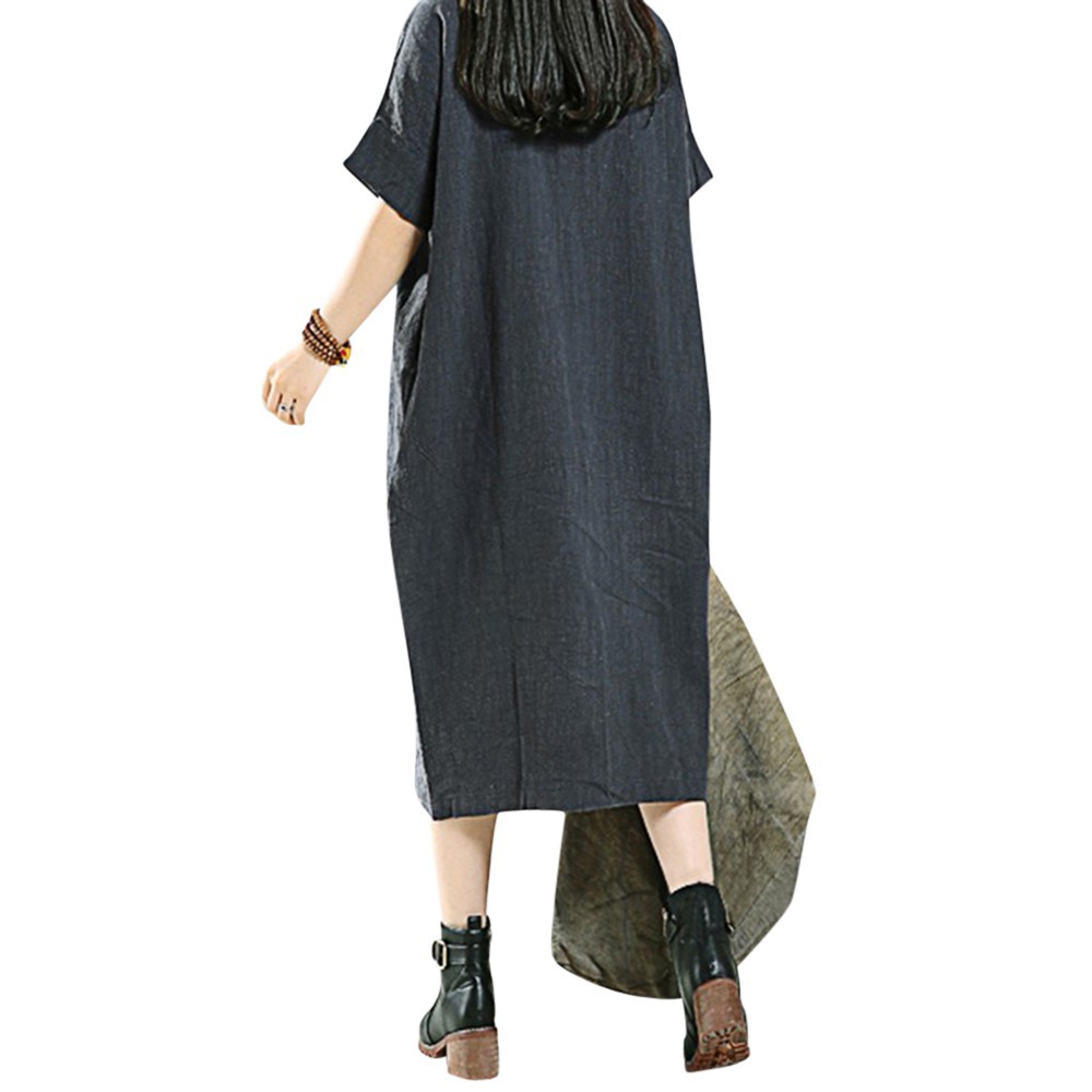 Đầm nữ sơ mi dáng dài thiết kế màu trơn thời trang cho nữ | BigBuy360 - bigbuy360.vn