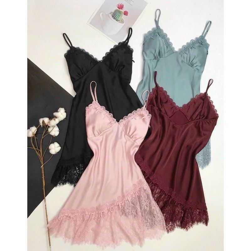 Váy Ngủ Ren Đuôi Cá Lụa 2 Dây Sexy Quyến Rũ Cao Cấp M1