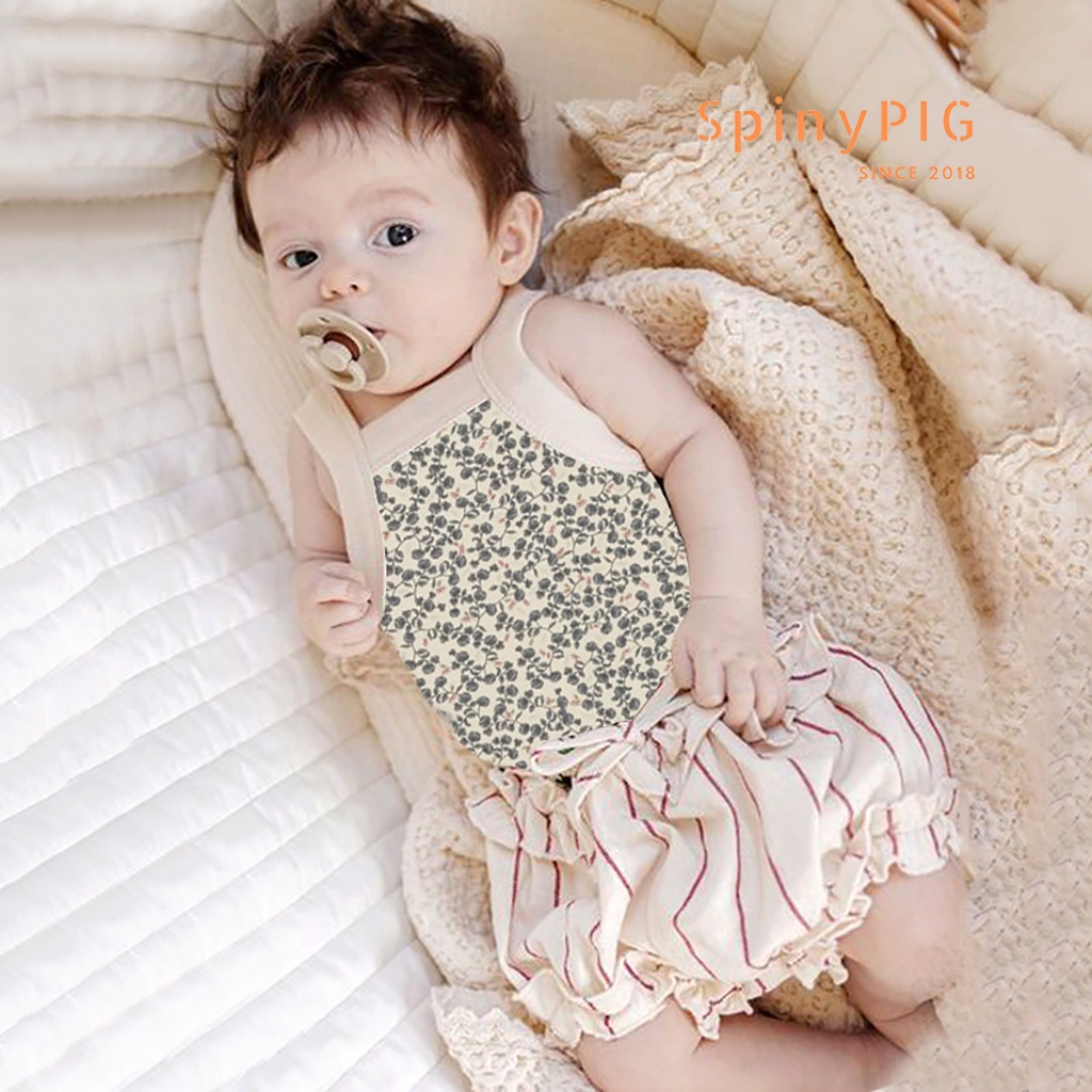 Bộ body 2 dây cho bé 0-2 tuổi style Hàn Quốc chất liệu cotton hoạ tiết hoa bi cực xinh