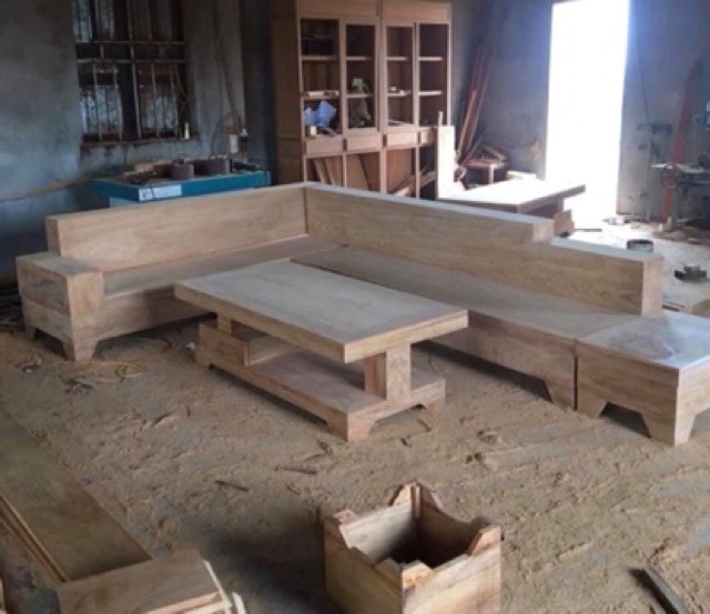 Bàn ghế sopha gỗ gõ đỏ kê góc