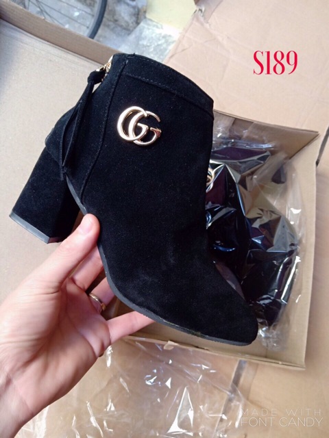 Bốt cổ ngắn CG da lộn khoá sau S189