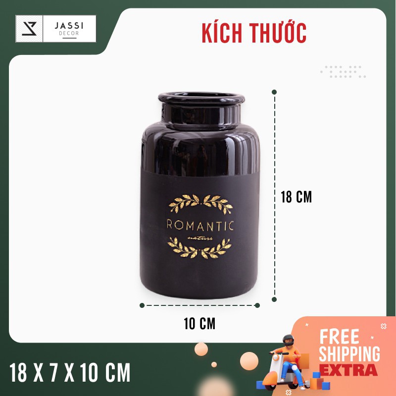 Bình hoa gốm sứ màu đen phong cách Bắc Âu - Jassi Decor